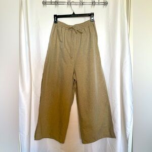 Misslook/ Khaki Stretch Waist Side Buttons Wide Split Leg Pants Harem‌